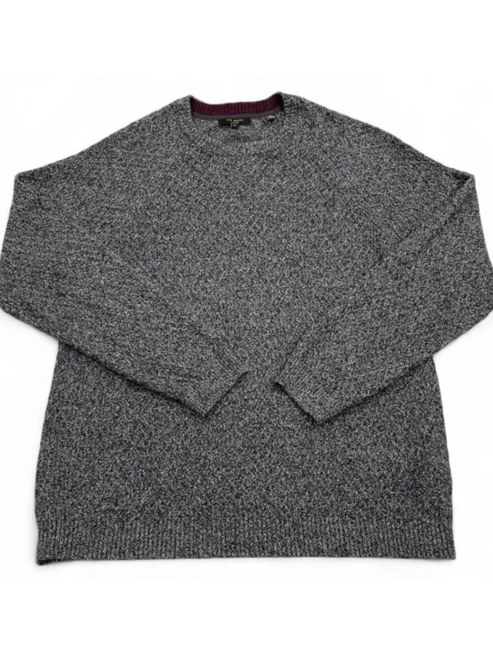 Ted Baker London Size 5 Men's Cable Knit Gray Black Cotton Blend Sweater XL